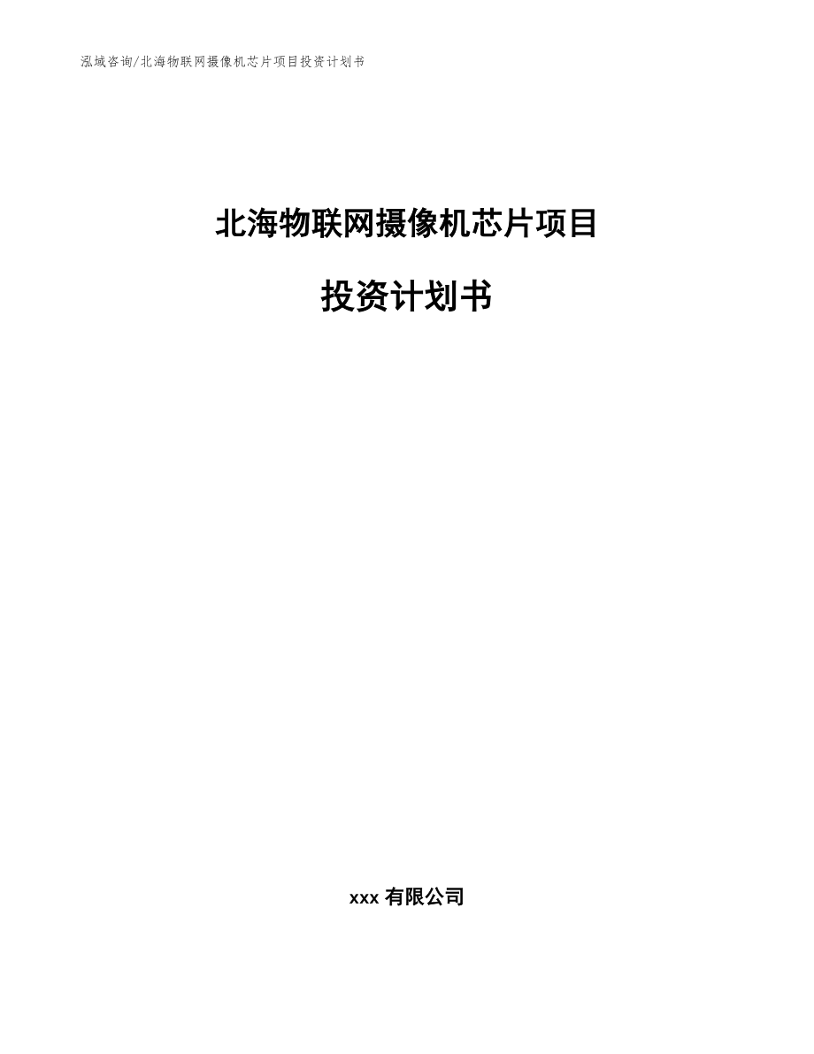 北海物联网摄像机芯片项目投资计划书（范文）_第1页