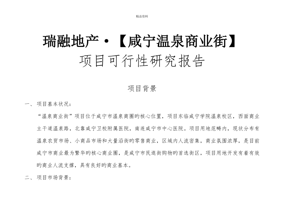咸宁温泉商业街可行性专题研究报告_第1页