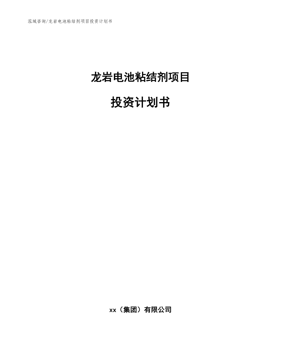 龙岩电池粘结剂项目投资计划书_参考范文_第1页