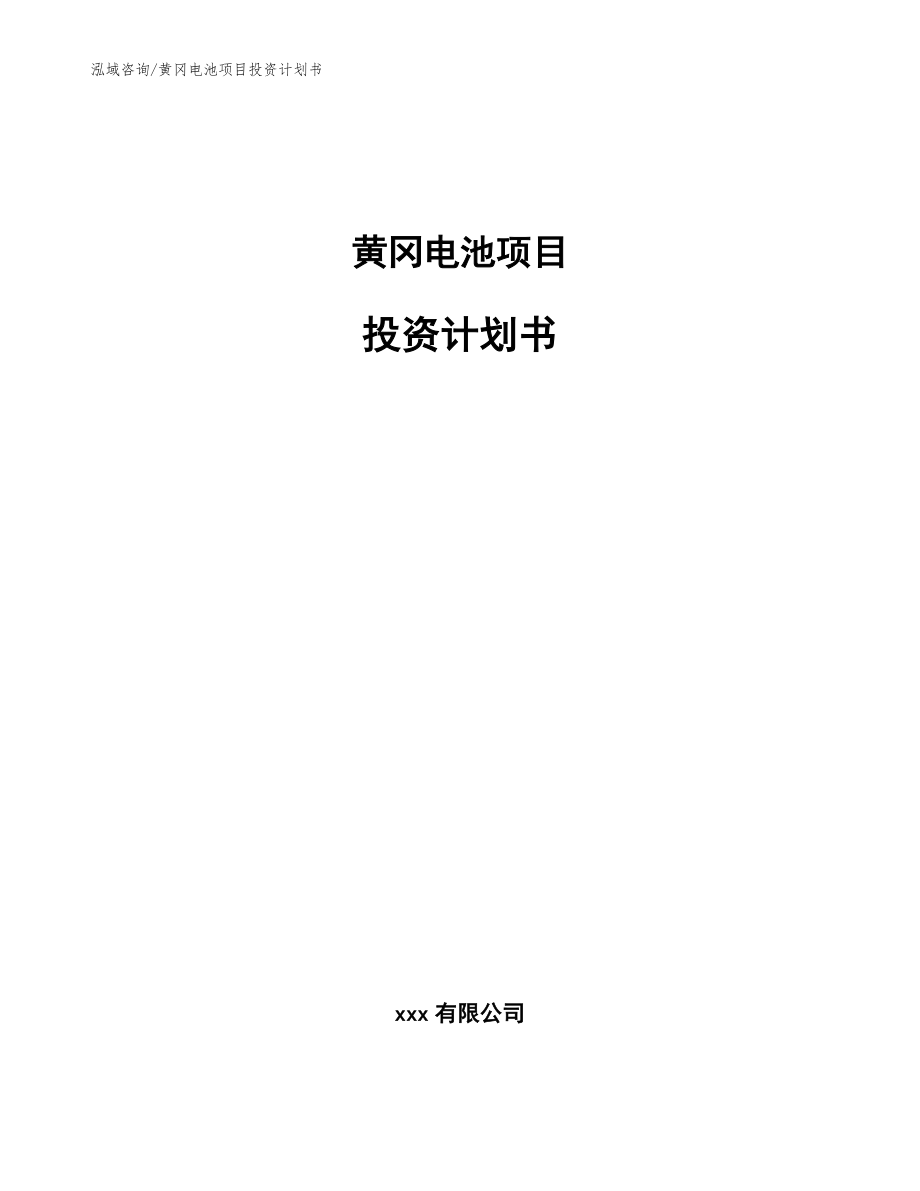 黄冈电池项目投资计划书（参考模板）_第1页