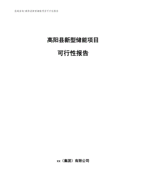 高阳县新型储能项目可行性报告【范文】