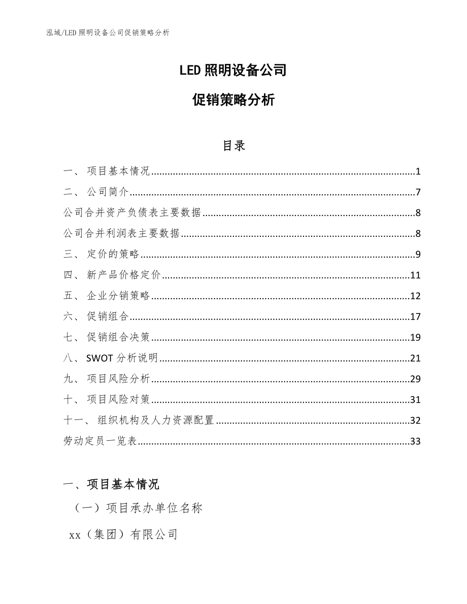 LED照明设备公司促销策略分析【范文】_第1页