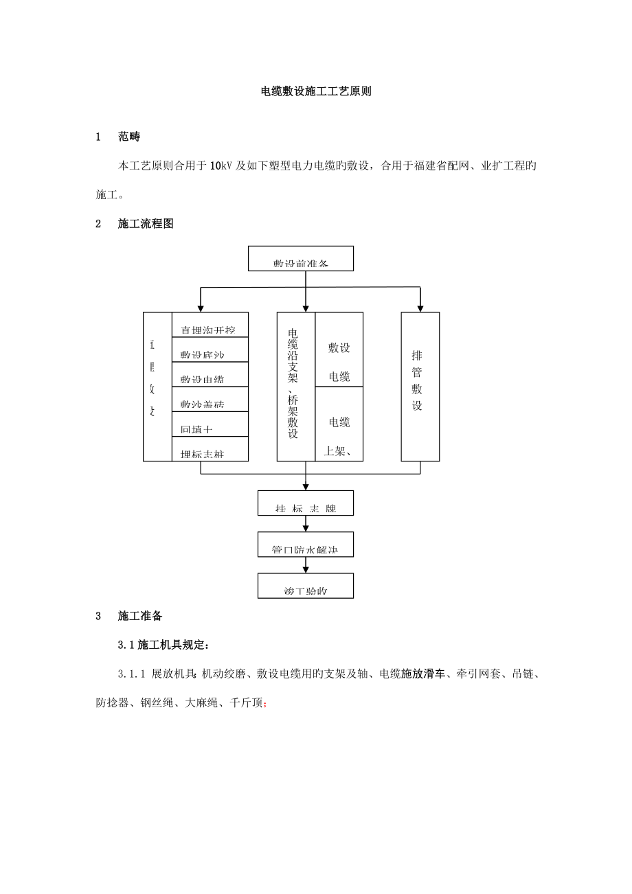 电缆敷设施工工艺标准_第1页