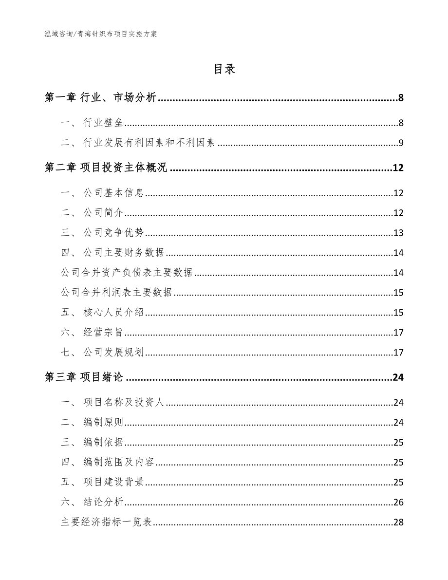 青海针织布项目实施方案【参考模板】_第1页