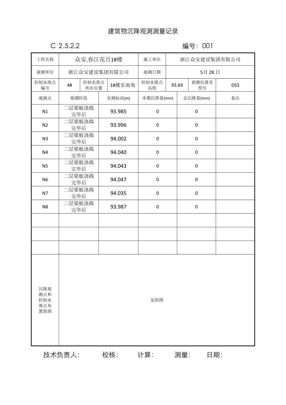 建筑物沉降观测测量记录_第1页