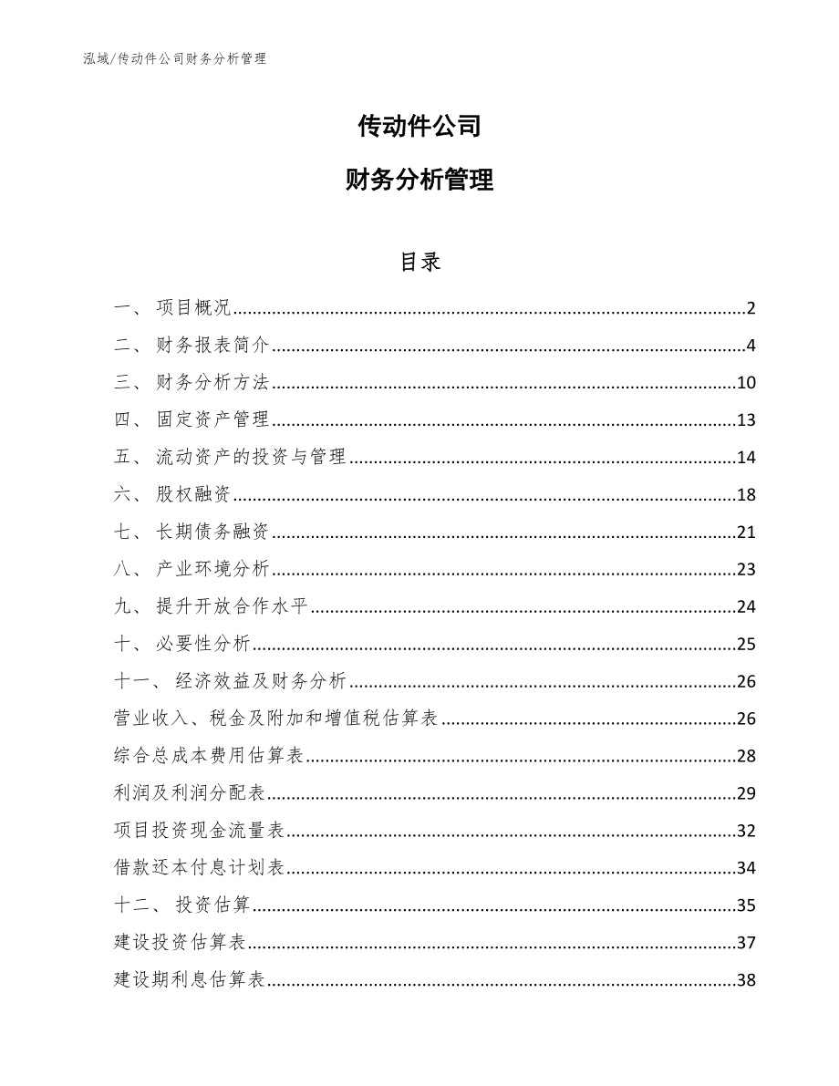 传动件公司财务分析管理（范文）_第1页