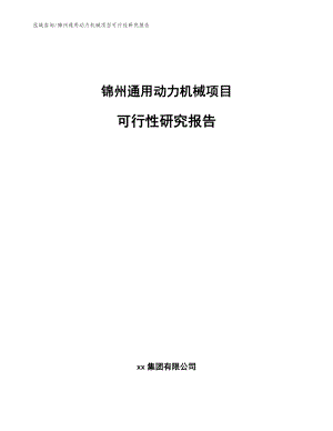 锦州通用动力机械项目可行性研究报告【范文模板】
