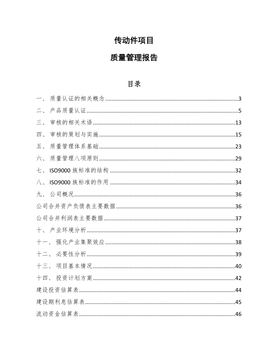 传动件项目质量管理报告（参考）_第1页