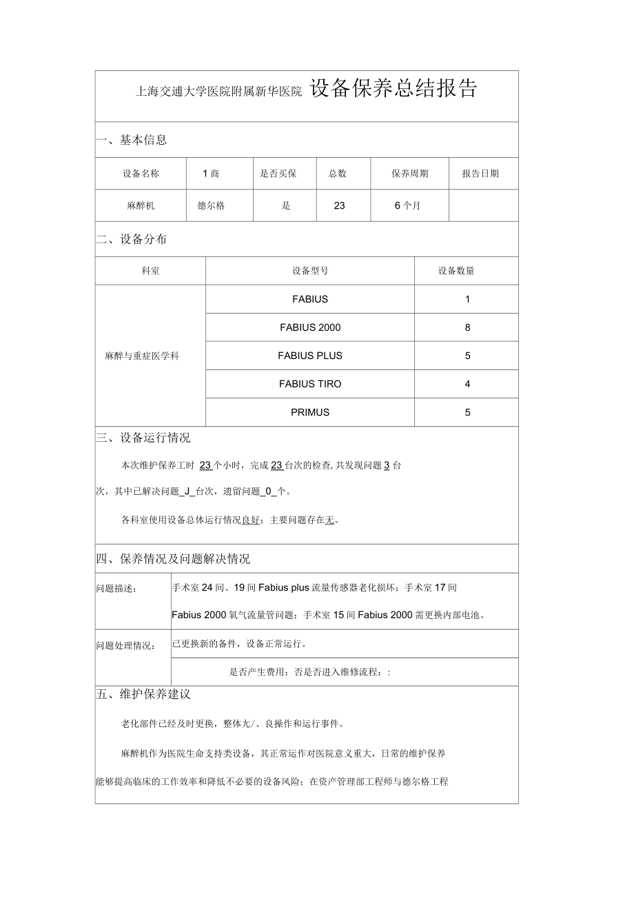 设备保养总结报告1_第1页