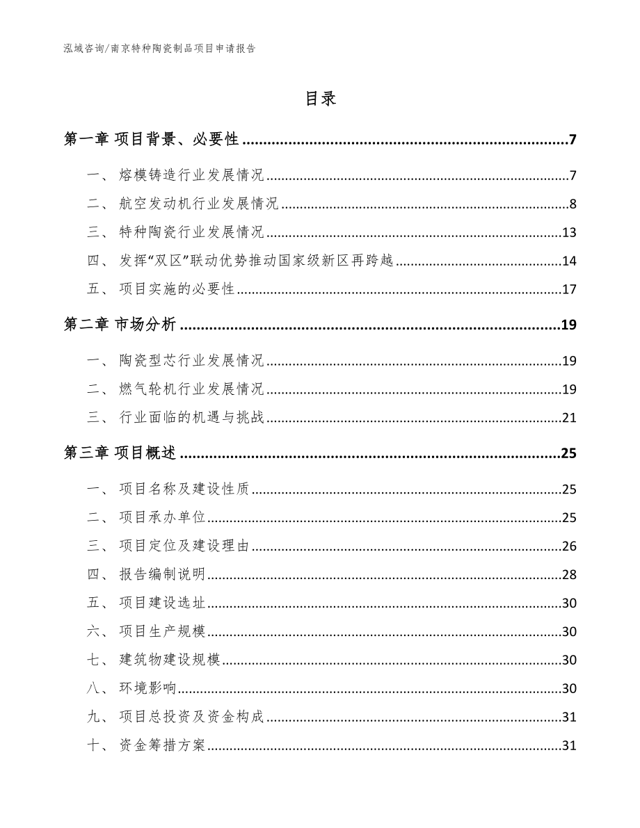 南京特种陶瓷制品项目申请报告_第1页