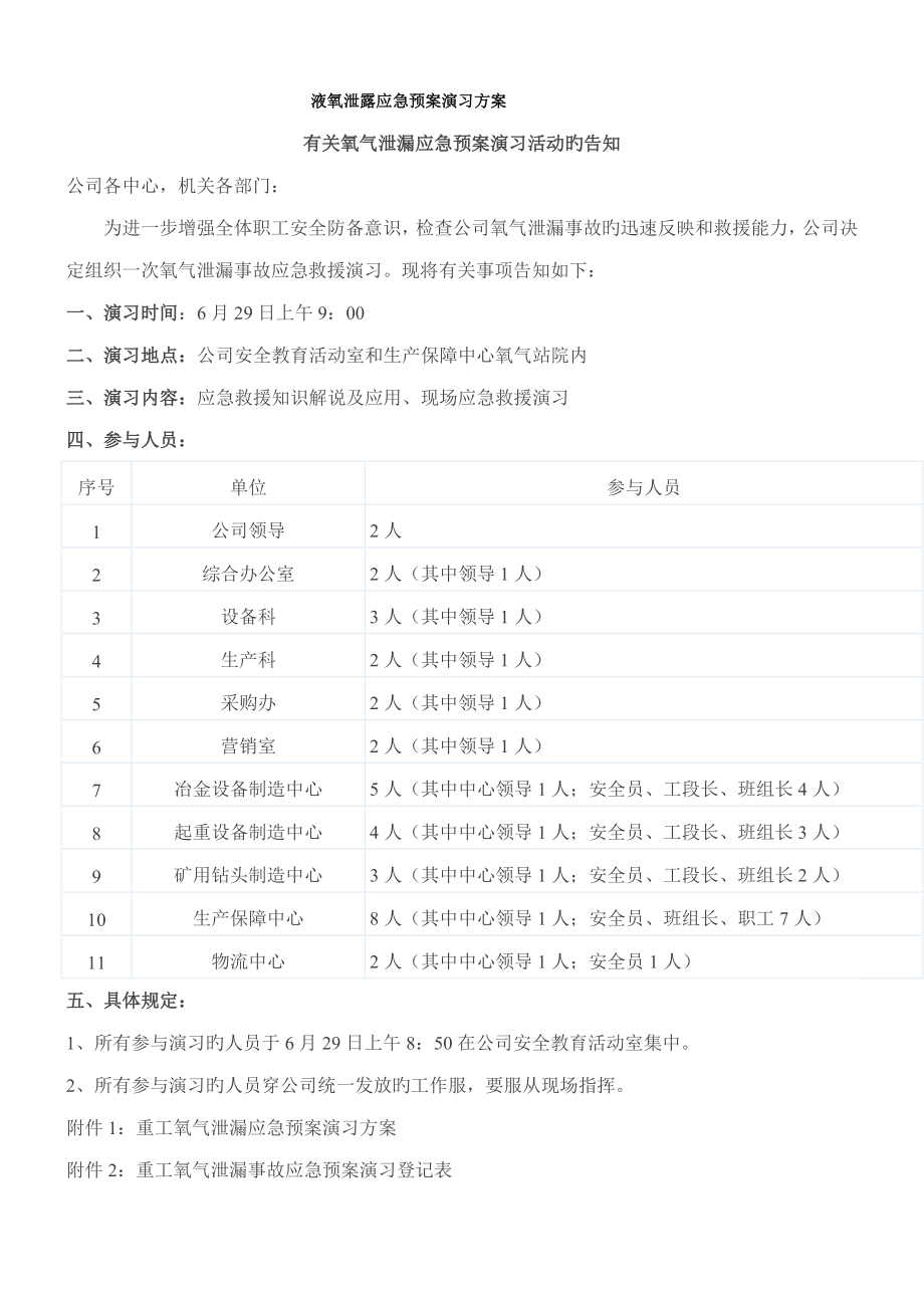 液氧泄露应急全新预案演练专题方案_第1页