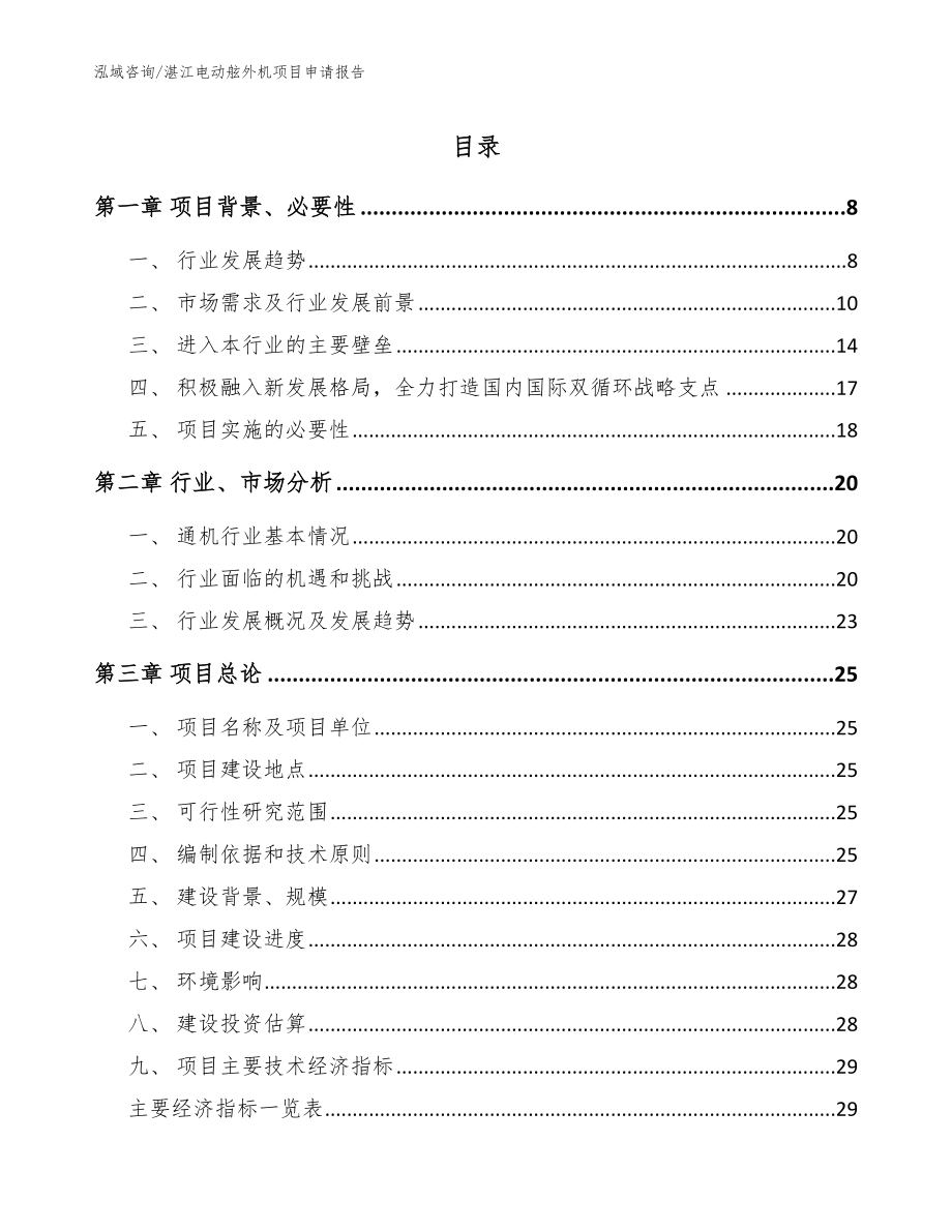 湛江电动舷外机项目申请报告_第1页