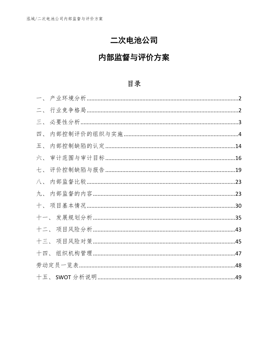 二次电池公司内部监督与评价方案（参考）_第1页