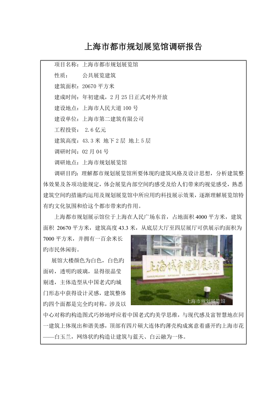 上海市城市重点规划展览馆调研综合报告_第1页