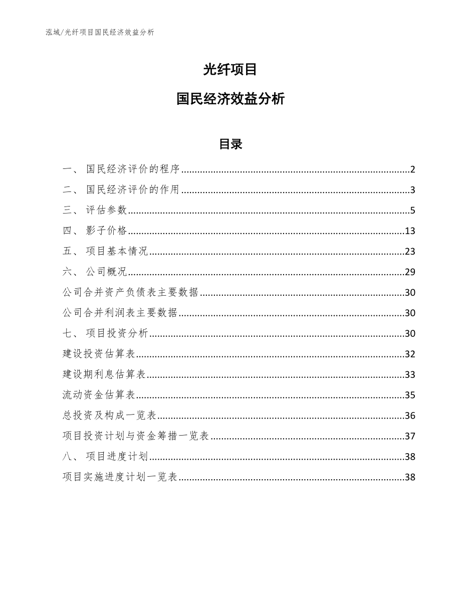 光纤项目国民经济效益分析_第1页