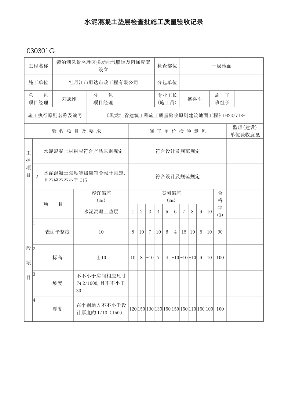 建筑地面工程检验批及核验表格_第1页