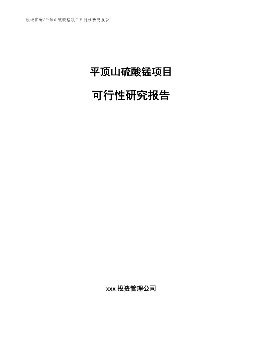 平顶山硫酸锰项目可行性研究报告_第1页