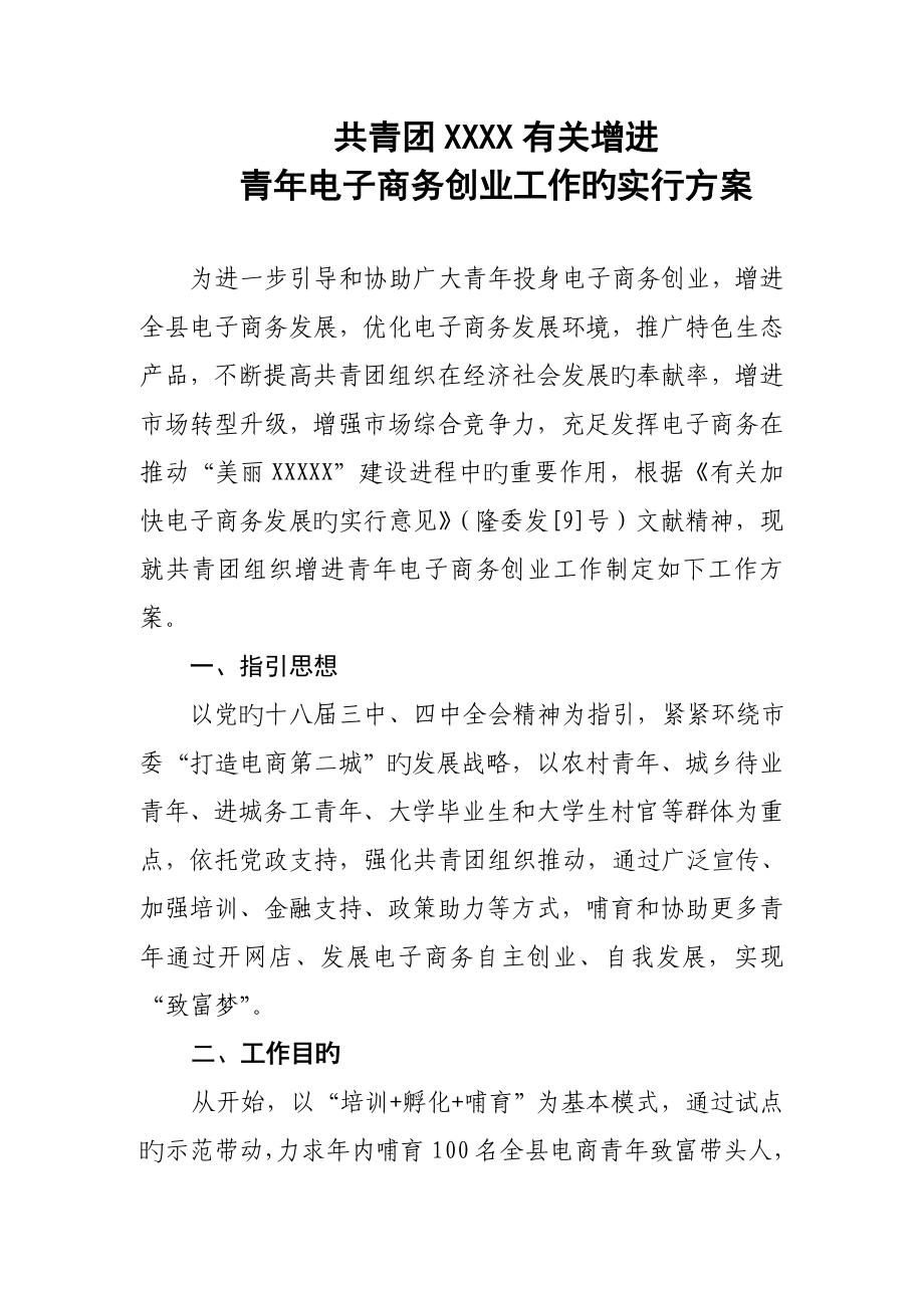 县青年电商创业实施方案_第1页