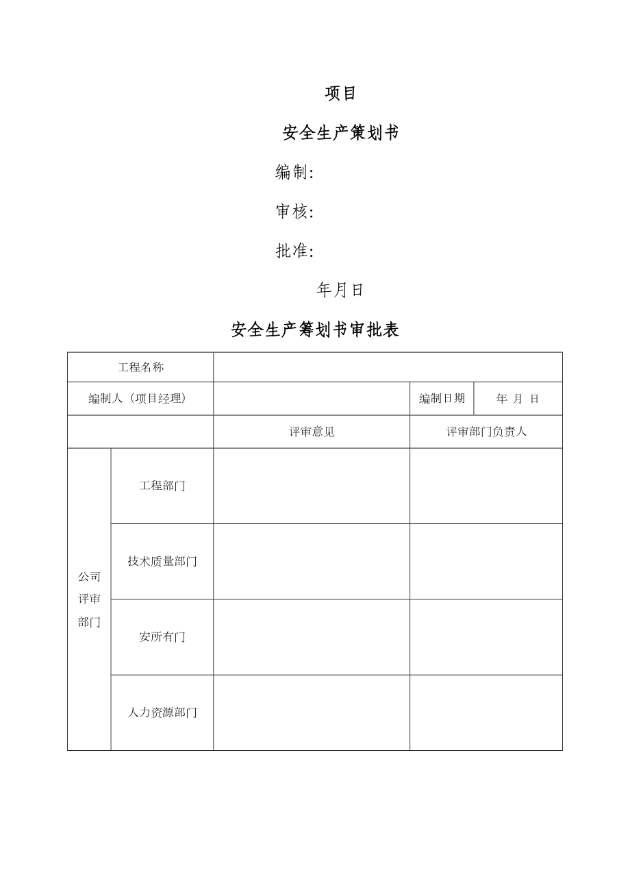 安全生产专题策划书模板_第1页