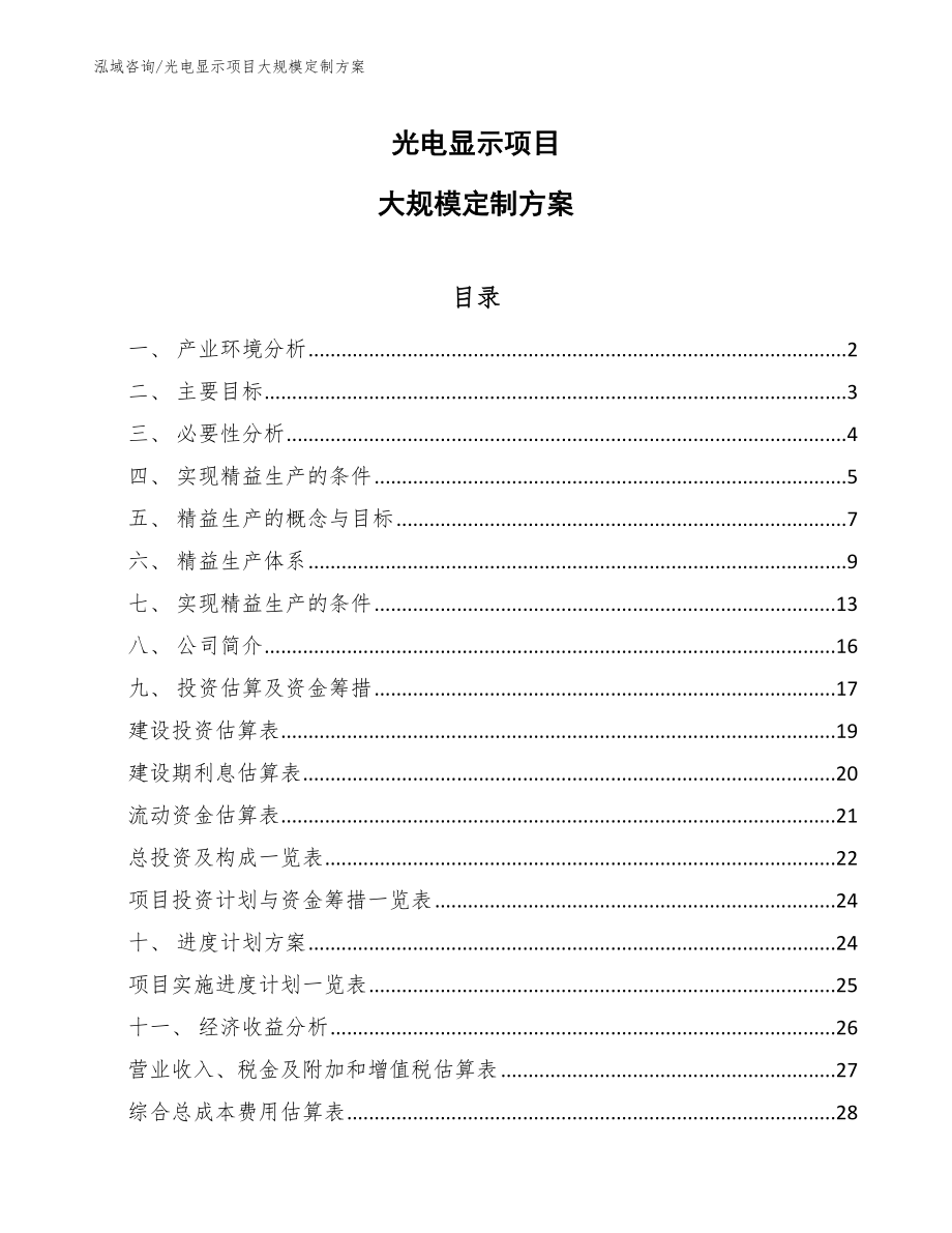 光电显示项目大规模定制方案_第1页