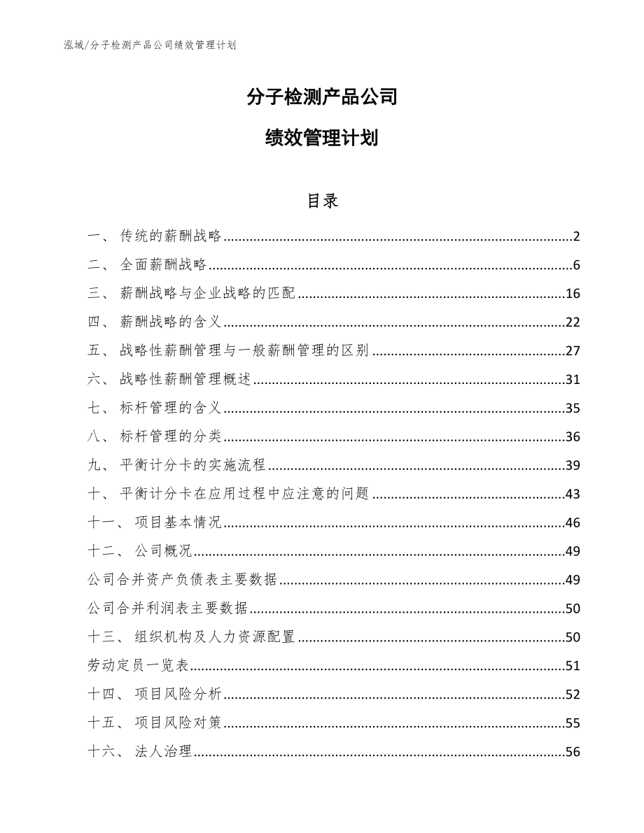 分子检测产品公司绩效管理计划_范文_第1页