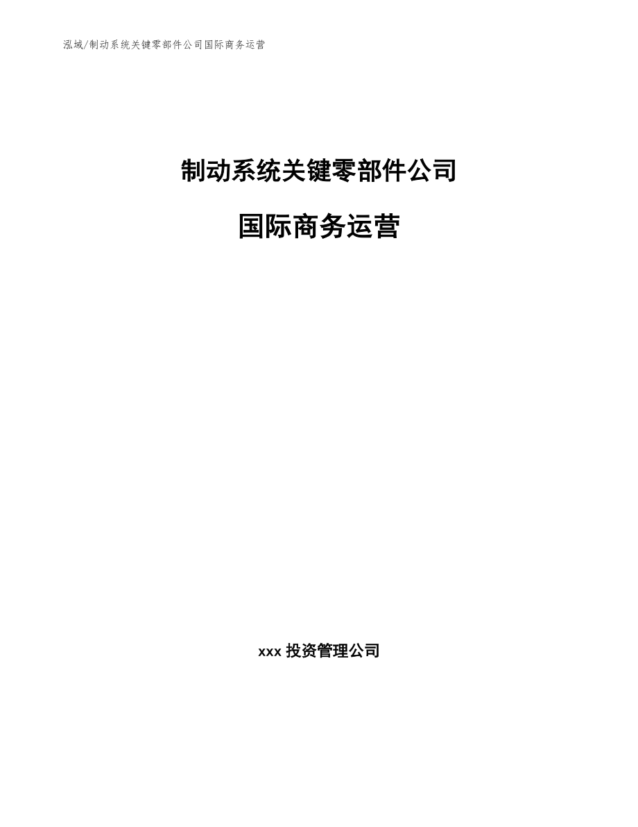 制动系统关键零部件公司国际商务运营_第1页