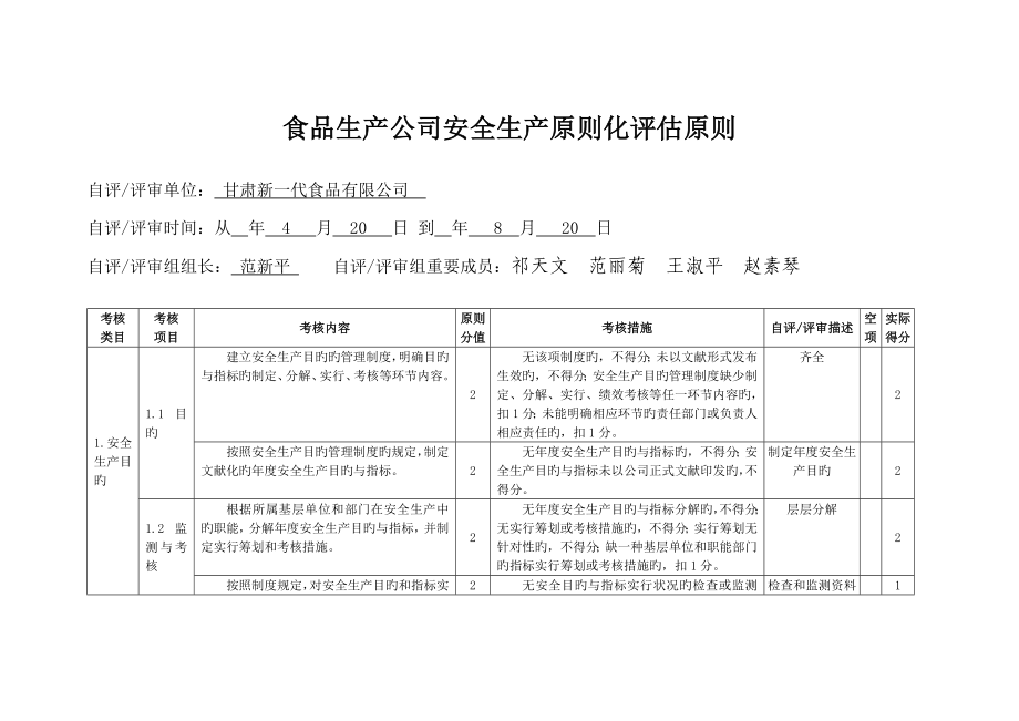 食品生产企业安全生产重点标准化评定重点标准_第1页