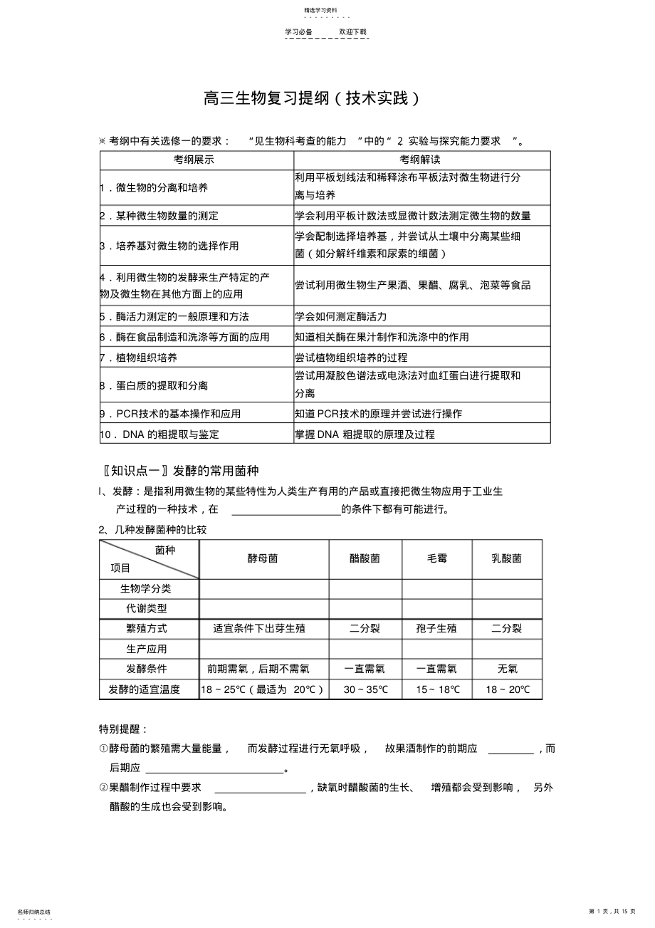 2022年高三生物复习提纲2_第1页