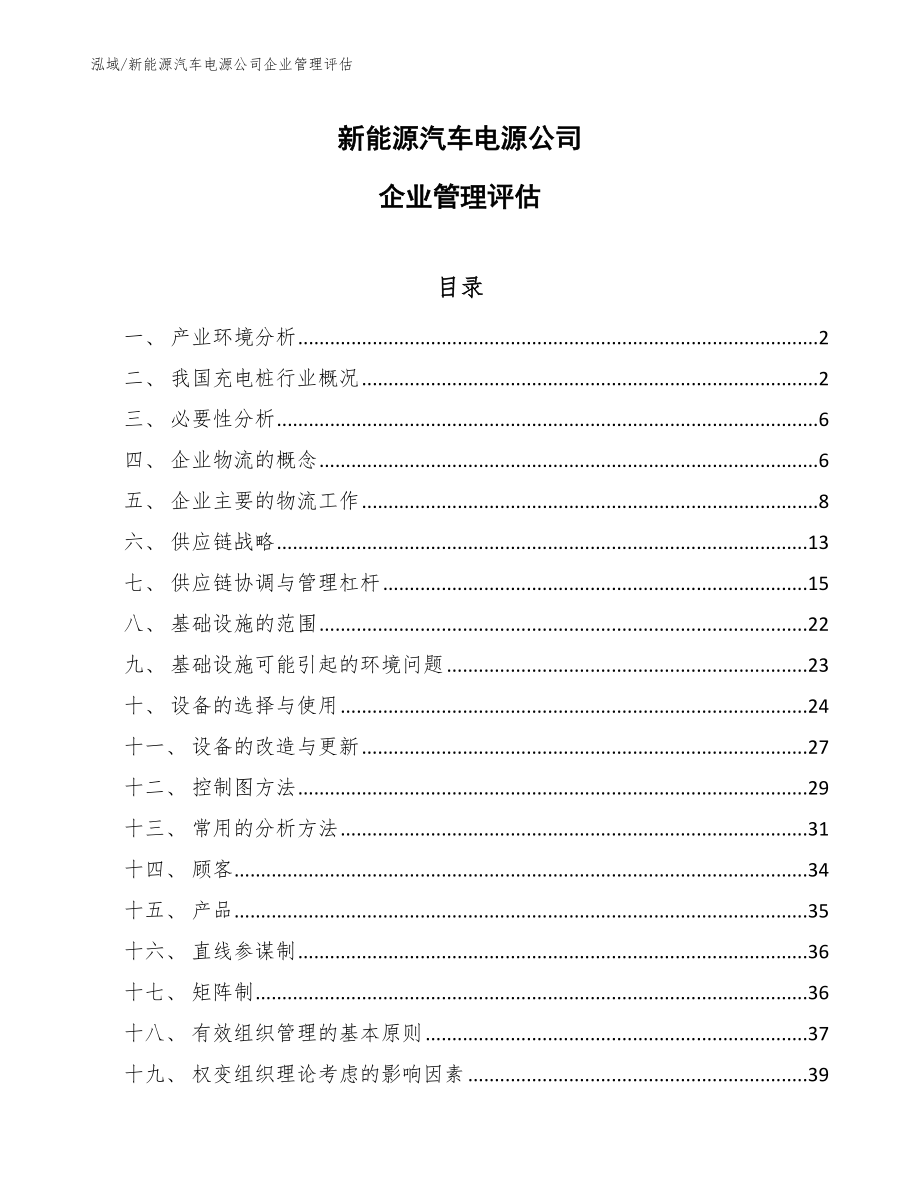 新能源汽车电源公司企业管理评估_第1页