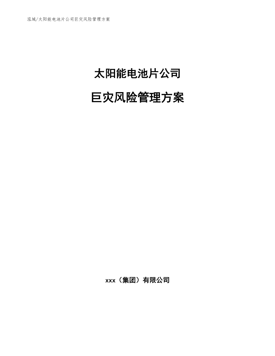 太阳能电池片公司巨灾风险管理方案（参考）_第1页