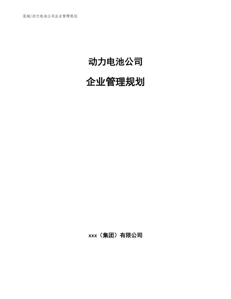 动力电池公司企业管理规划【参考】_第1页