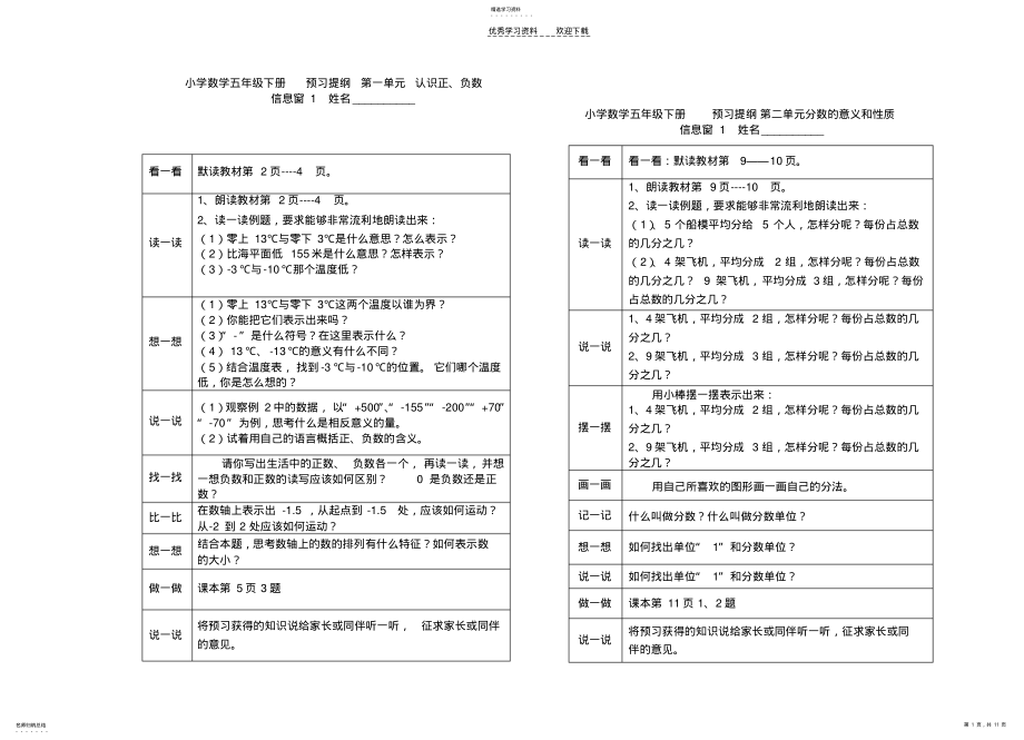 2022年数学五年级下册__预习提纲_第1页