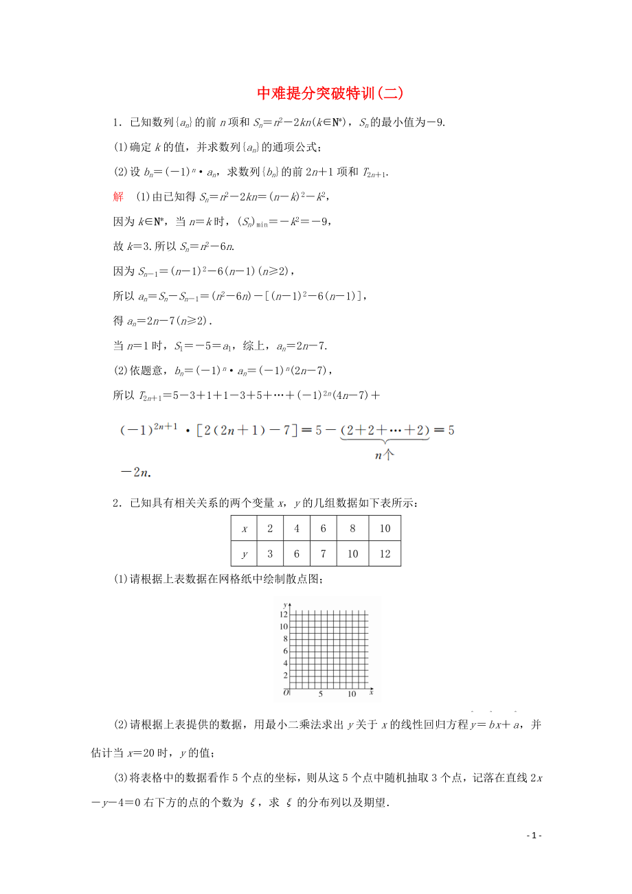 （全國通用）2020版高考數(shù)學(xué)二輪復(fù)習(xí) 專題提分教程 中難提分突破特訓(xùn)（二）理_第1頁