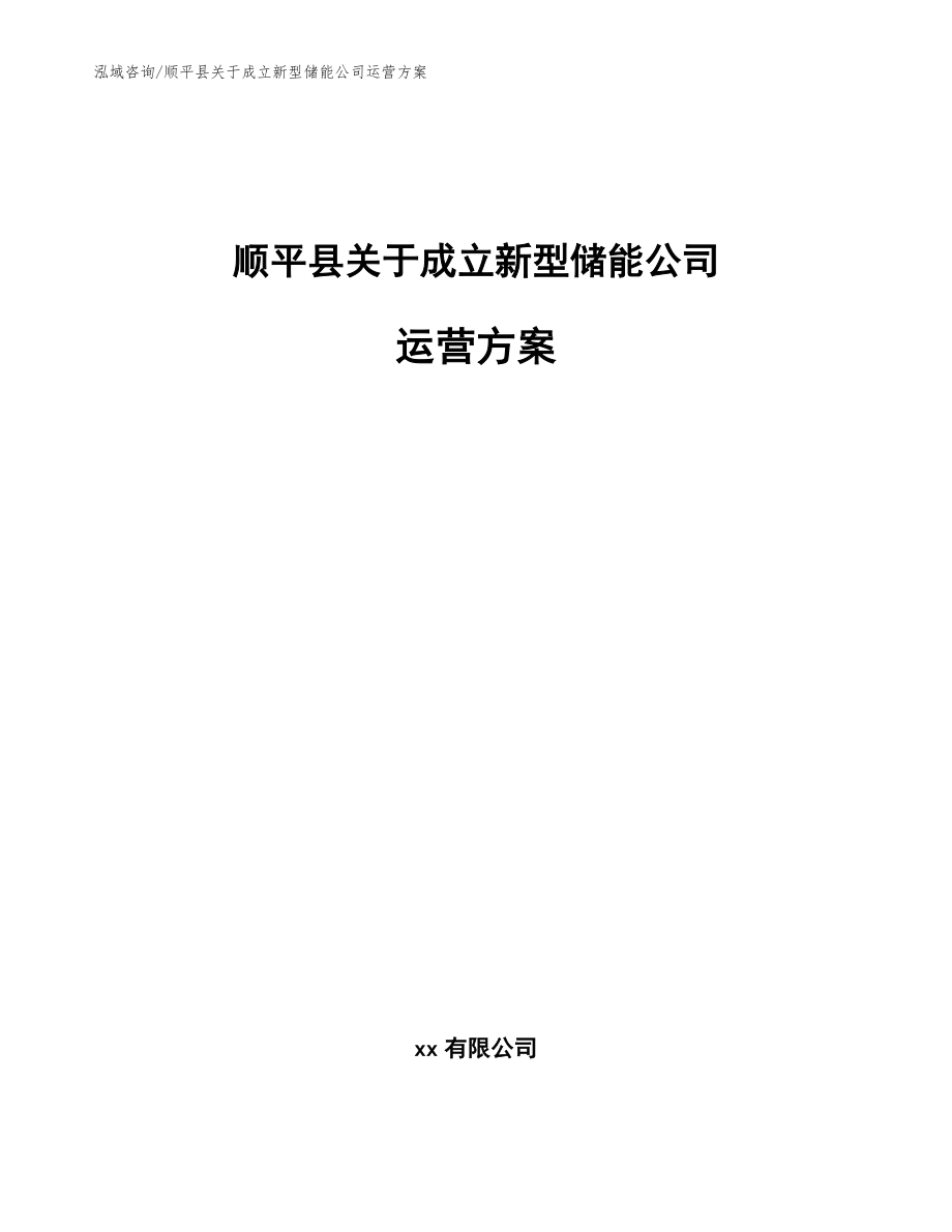 顺平县关于成立新型储能公司运营方案（参考模板）_第1页