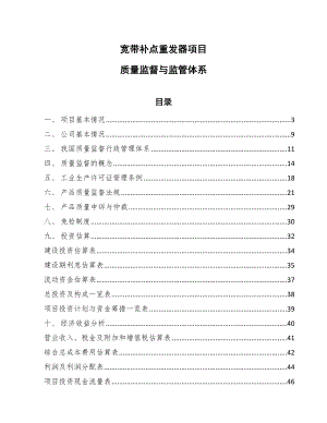 宽带补点重发器项目质量监督与监管体系（参考）