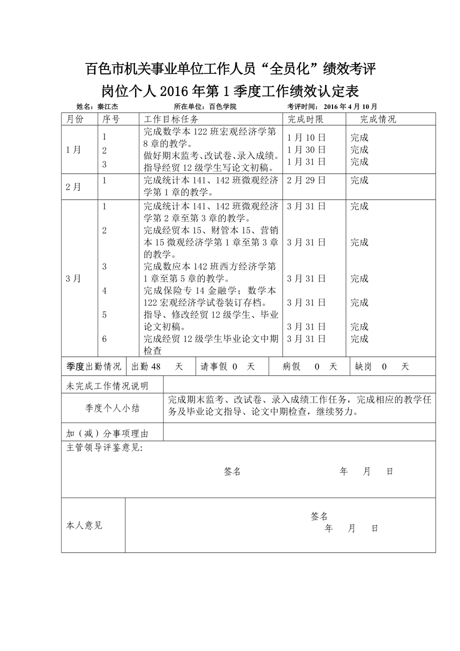 百色市机关事业单位工作人员全员化绩效考评[001]_第1页