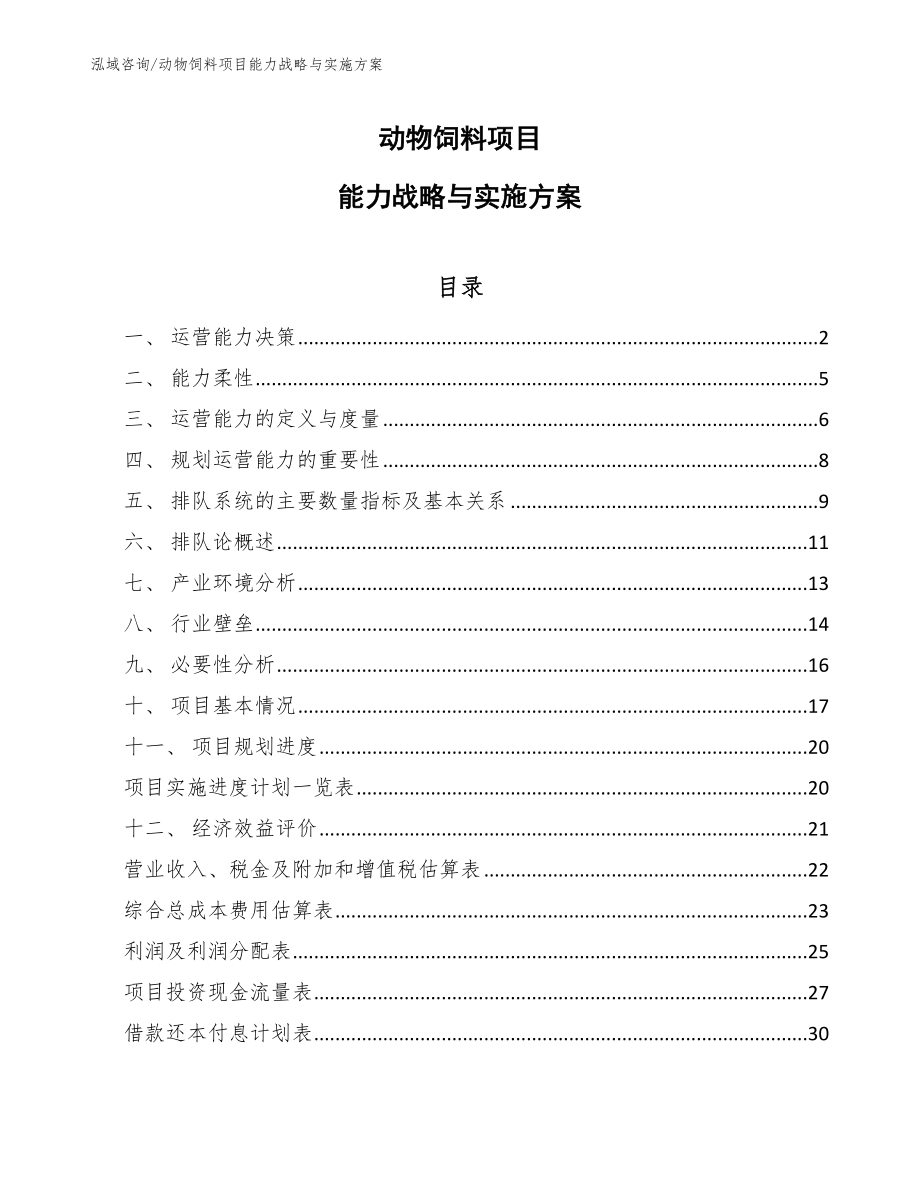 动物饲料项目能力战略与实施方案【范文】_第1页