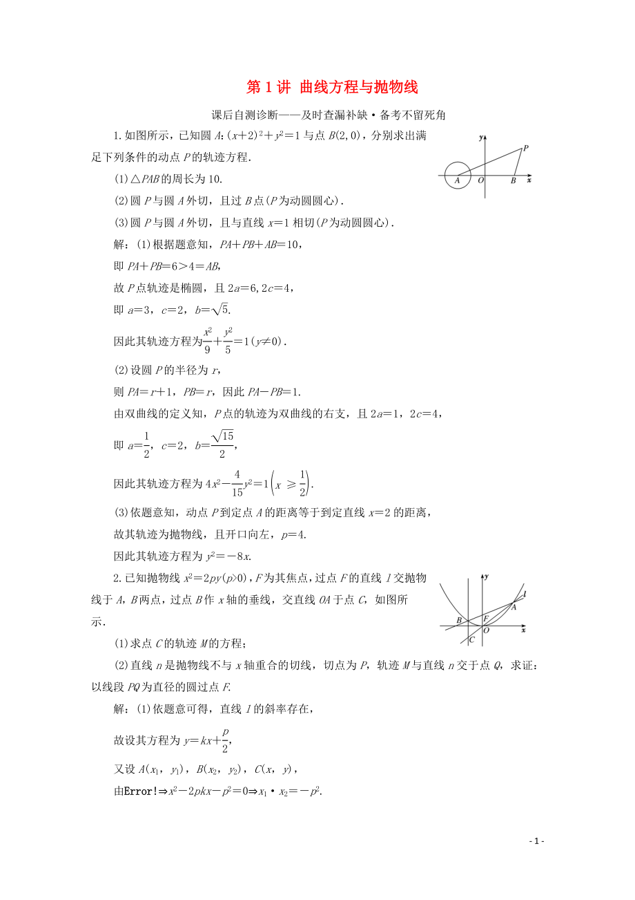 （文理通用）江蘇省2020高考數(shù)學(xué)二輪復(fù)習(xí) 理科附加題 第1講 曲線方程與拋物線練習(xí)_第1頁