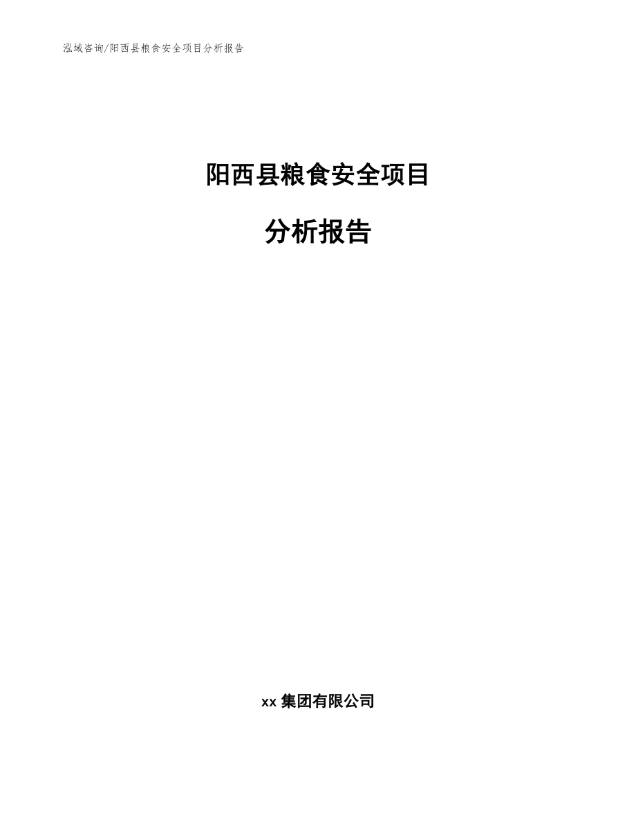 阳西县粮食安全项目分析报告_范文参考_第1页