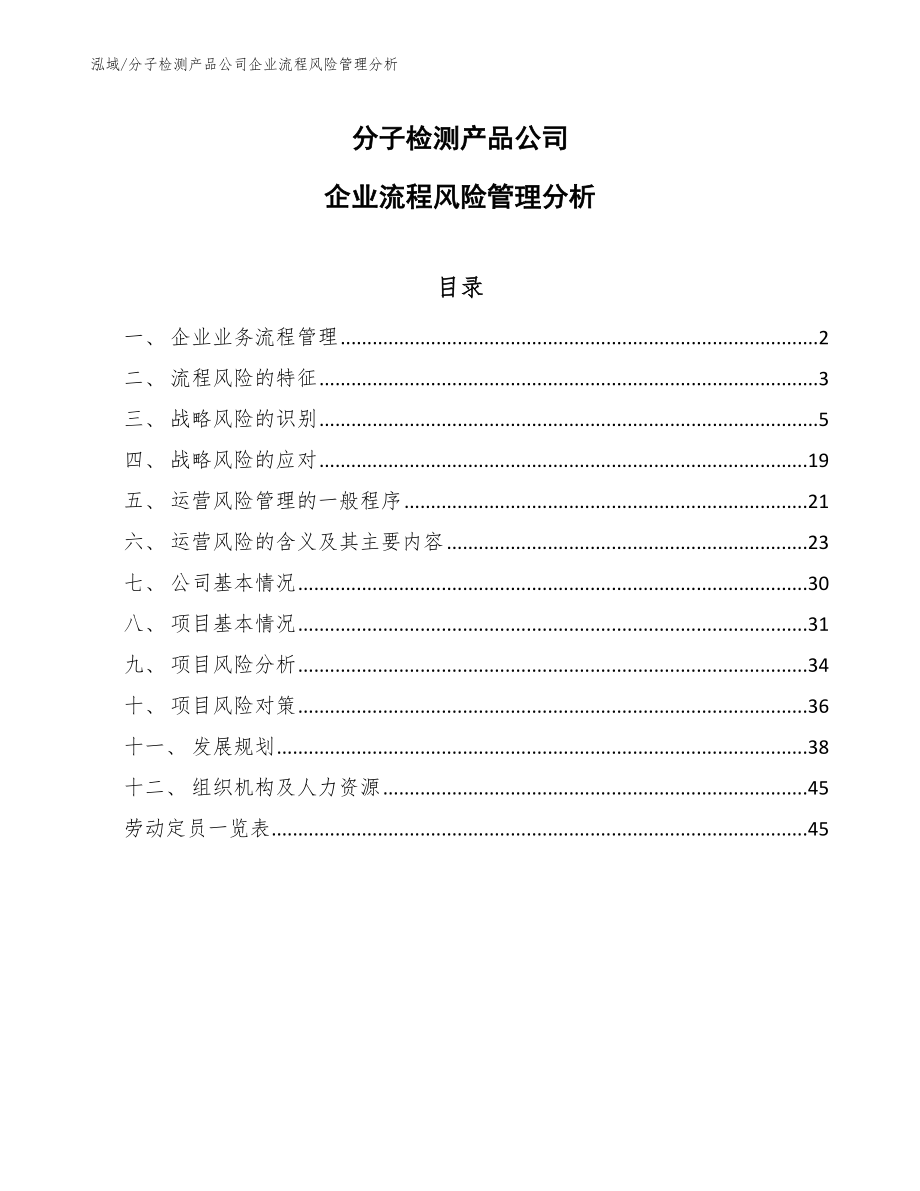 分子检测产品公司企业流程风险管理分析_第1页