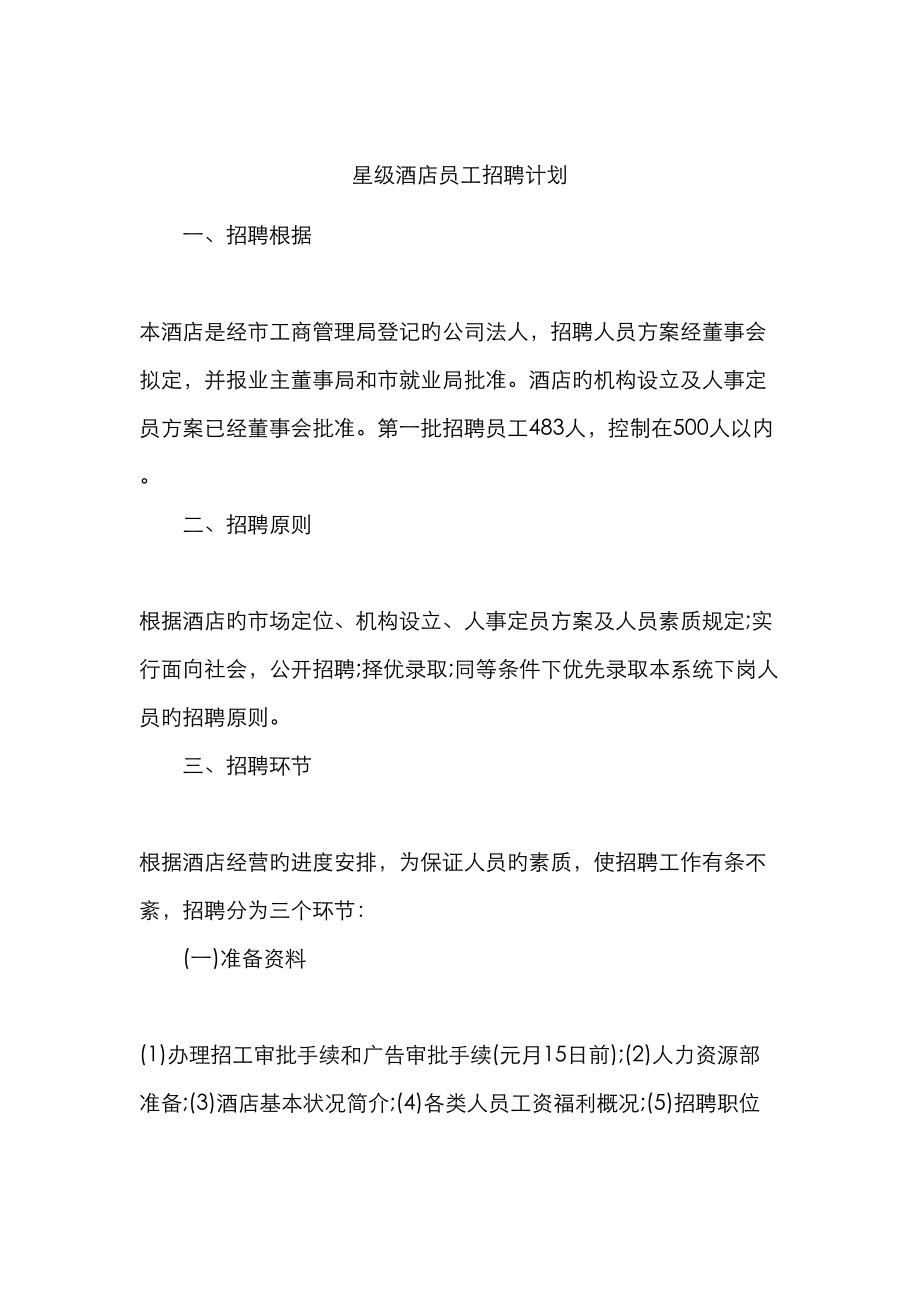 星级连锁酒店员工招聘综合计划_第1页