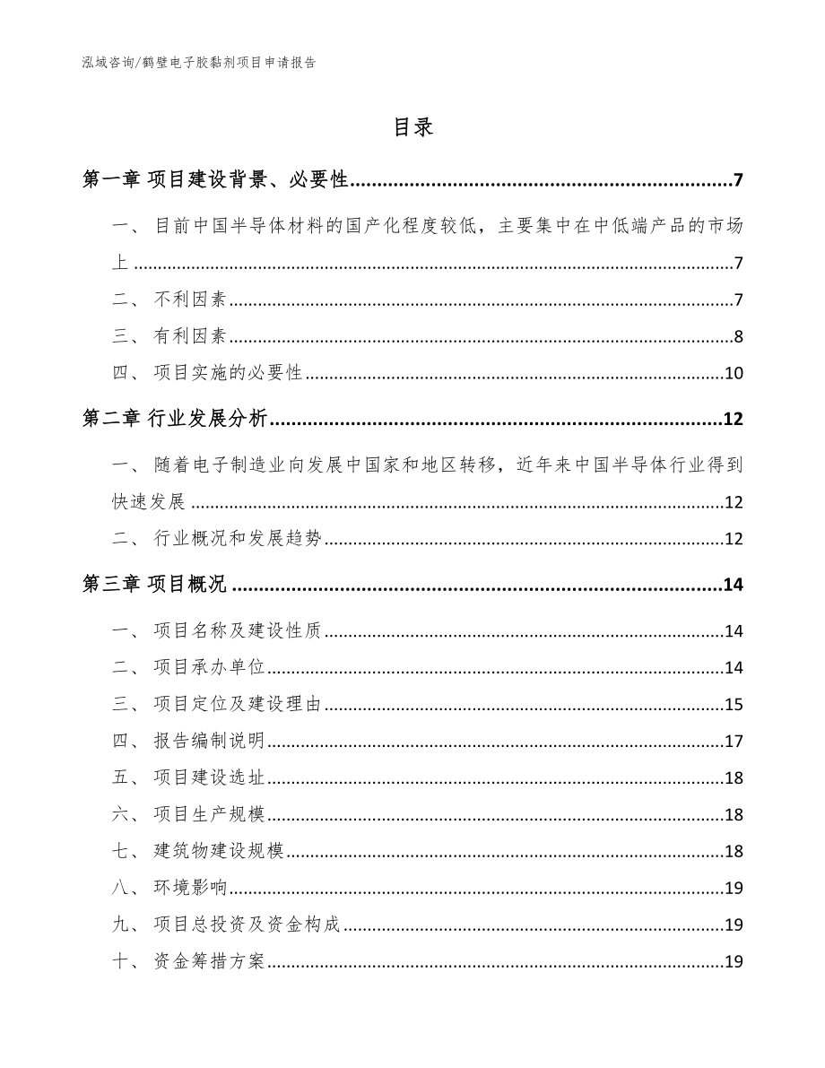 鹤壁电子胶黏剂项目申请报告_第1页