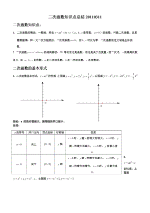 初中數(shù)學(xué)中考復(fù)習(xí) 二次函數(shù)知識點總結(jié)