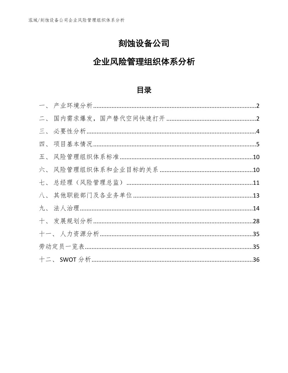 刻蚀设备公司企业风险管理组织体系分析【参考】_第1页