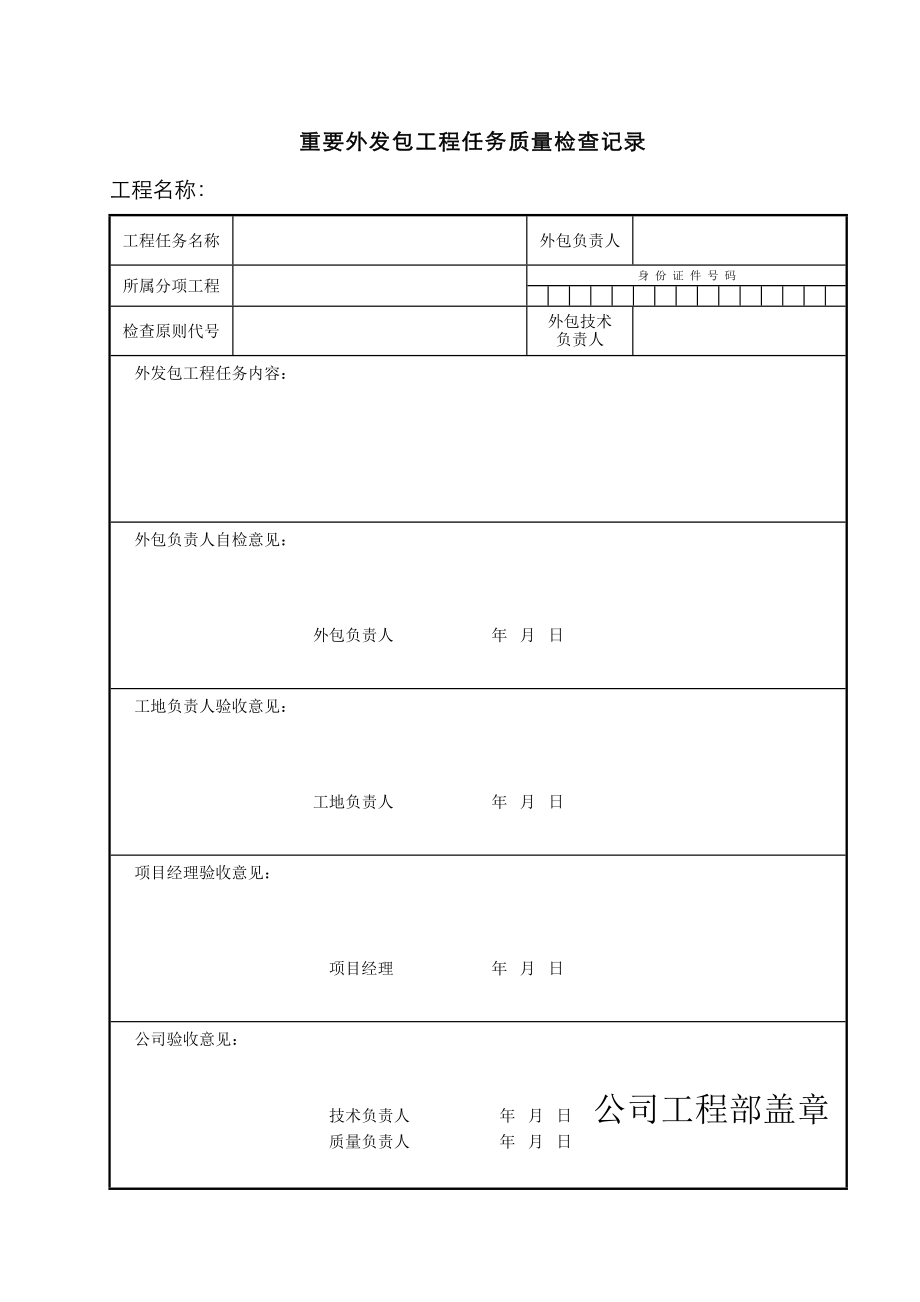 主要外发包关键工程任务质量检验记录_第1页