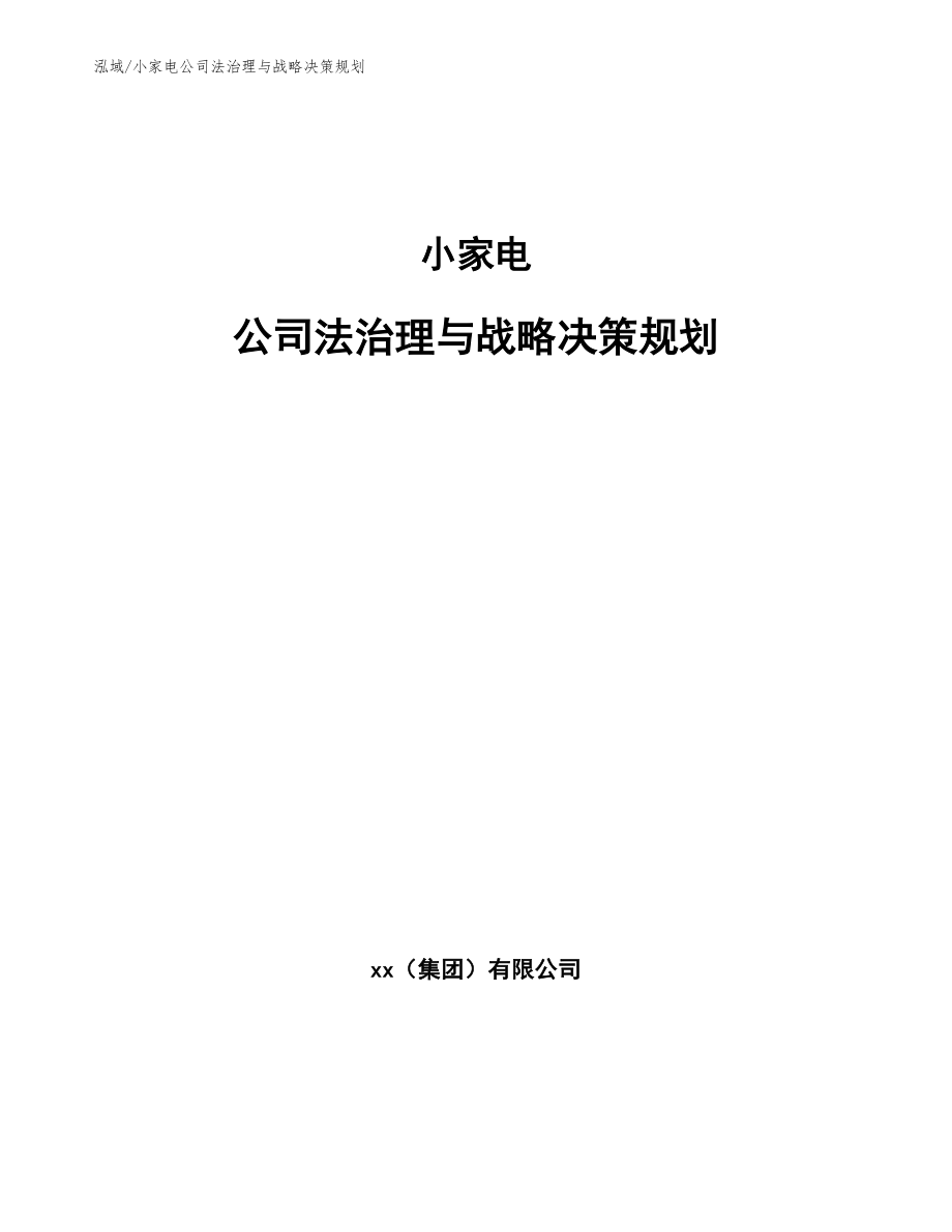 小家电公司法治理与战略决策规划_范文_第1页