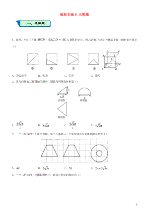 2020屆高考數(shù)學(xué)二輪復(fù)習(xí) 瘋狂專練8 三視圖（文）