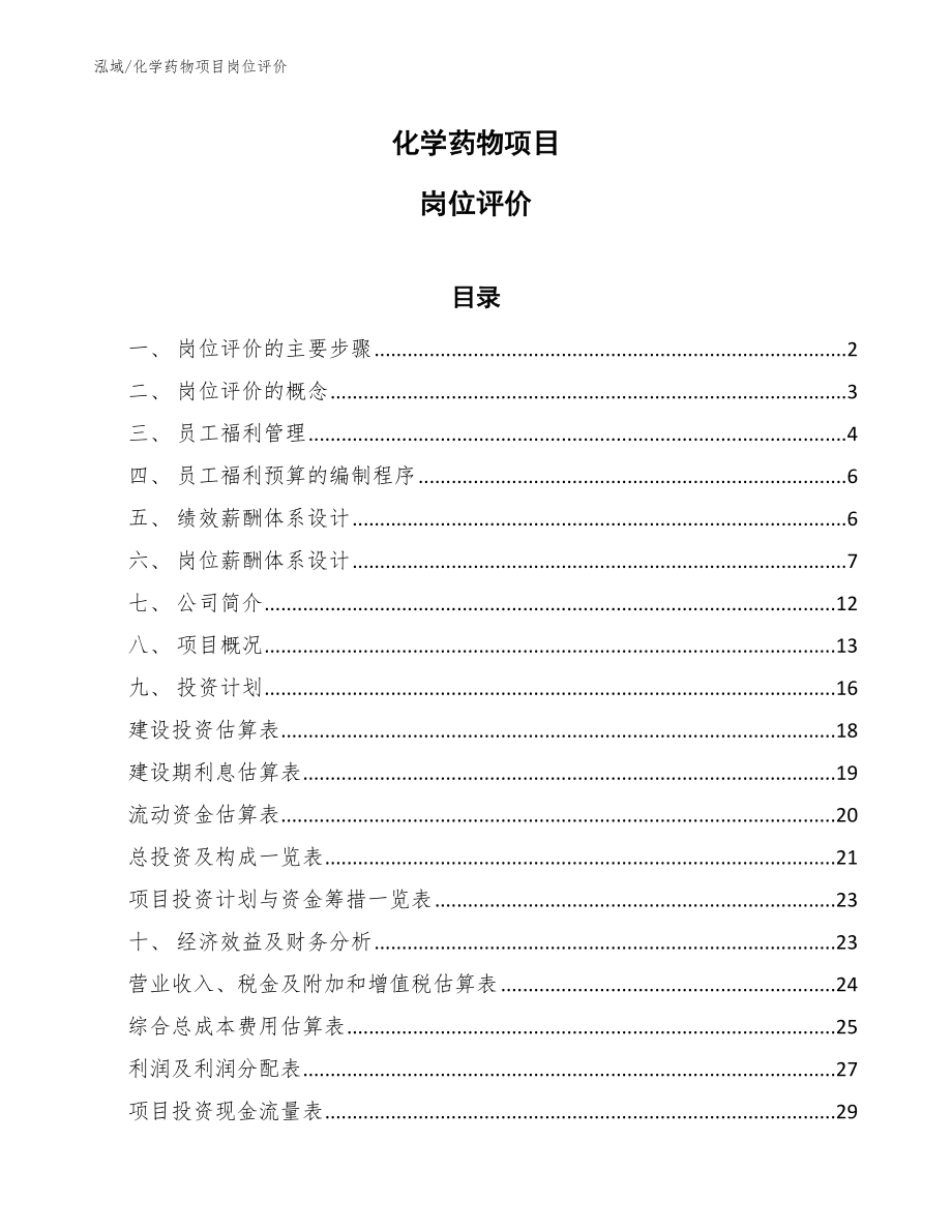 化学药物项目岗位评价_第1页