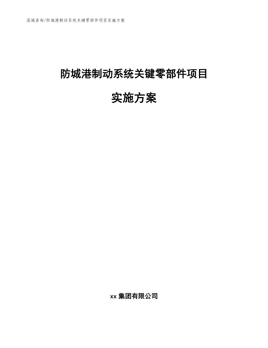 防城港制动系统关键零部件项目实施方案（模板范本）_第1页