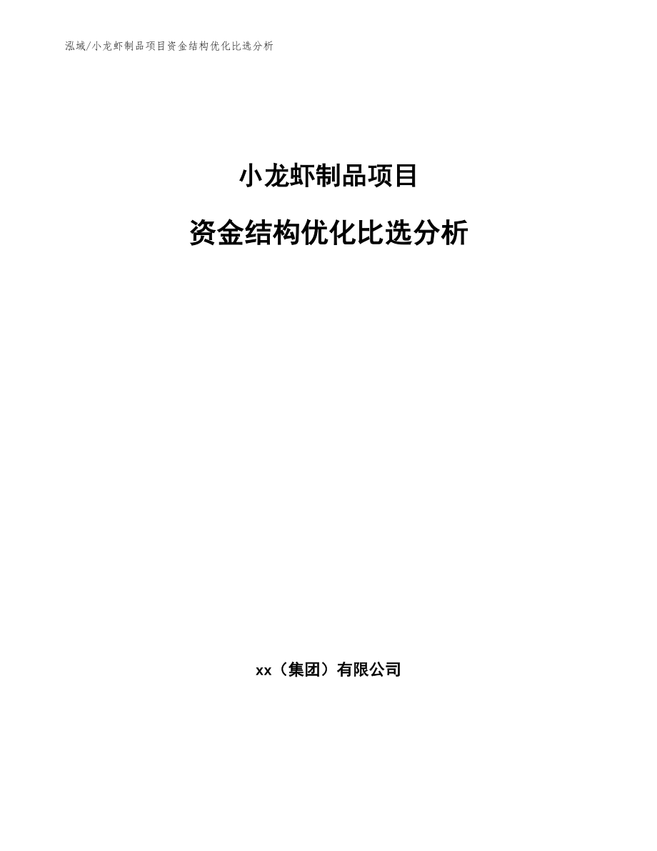 小龙虾制品项目资金结构优化比选分析（范文）_第1页